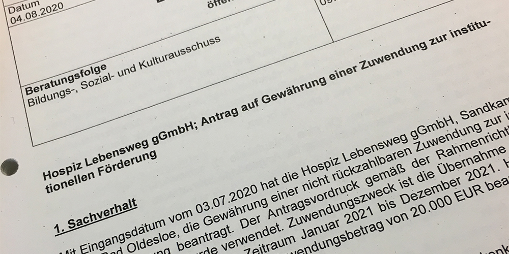 Wir unterstützen das #Hospiz #Lebenswerk und werden uns heute Abend in der #BSKA-Sitzung für die benötigte Förderung in Höhe von 20.000 EUR einsetzen. Die Sitzung beginnt um 19 Uhr und findet in der Festhalle statt.