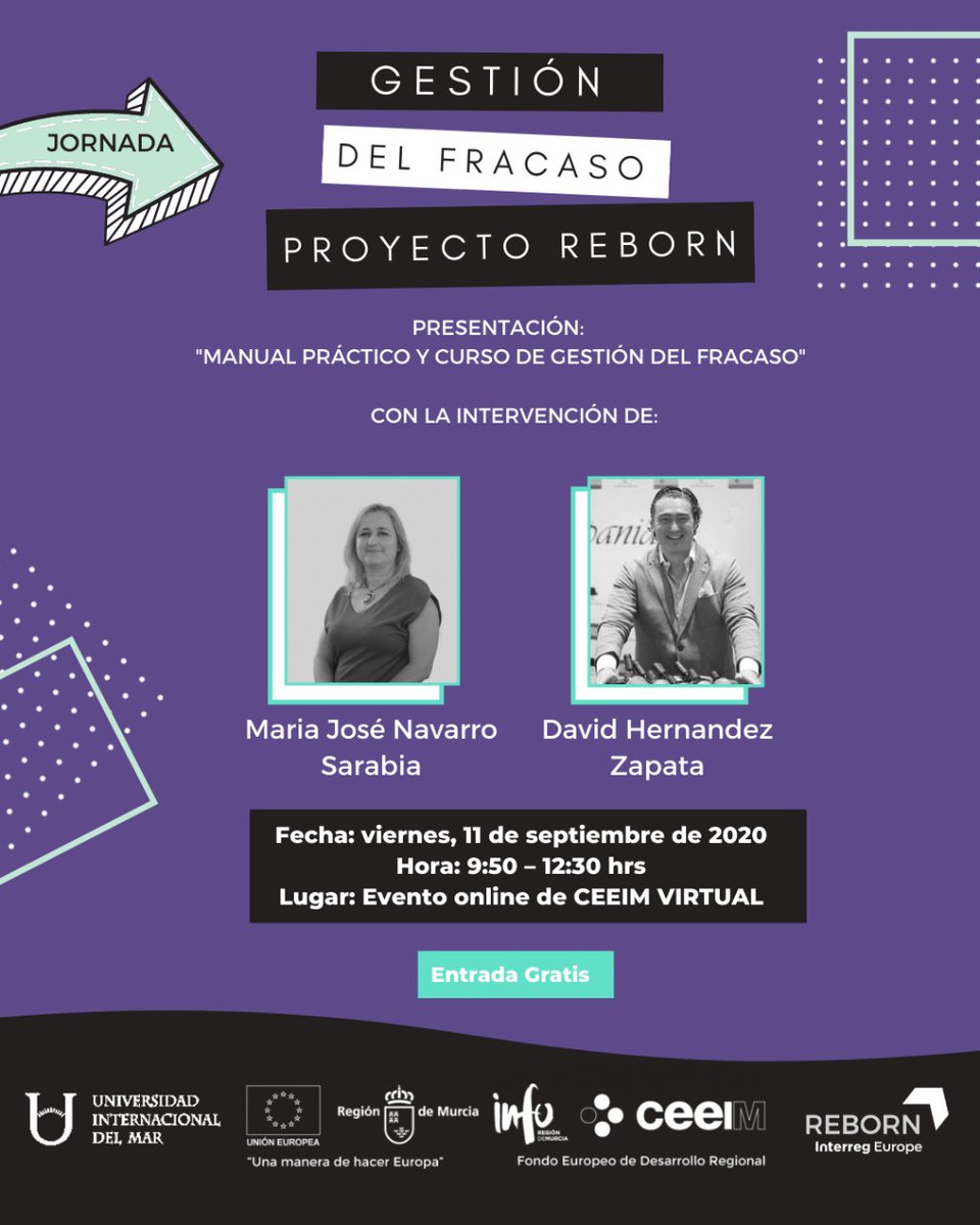 ColaboraMujer's tweet photo. 🎉¡Tenemos buenas noticias! Nuestra compañera 👉🏻Maria José Navarro Sarabia, gracias a su gran experiencia profesional, participará en la 📍💻Jornada sobre gestión del fracaso | Proyecto REBORN

Regístrate aquí ➡ https://t.co/OW56qj1uhc

#GestionDelFracaso #ColaboraMujer https://t.co/D1UxbrpbIh