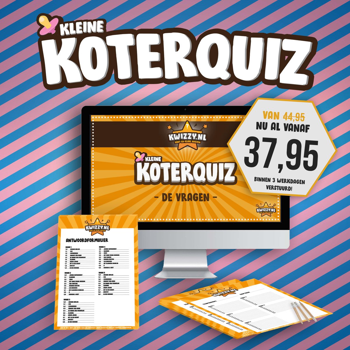 Geen #babyshower zonder de enige echte Kleine Koterquiz®! Dé ultieme test om de algemene babykennis van alle aanwezigen op de proef te stellen. Check kwizzy.nl voor meer info! #quiz