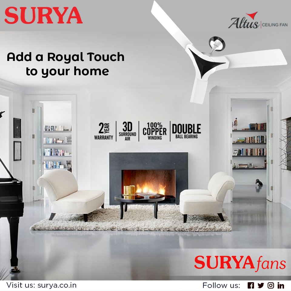 surya_roshni's tweet photo. #Surya #Altus #Fan is a high-speed ceiling fan that brings the best of style, attractive design and performance to your home and office.
Visit us at: https://t.co/SxiVI3Muo9
#highspeed #CoolAir #PremiumFan #AntiDust #AntiBacterial #VoltageFluctuation #EfficientCooling https://t.co/DWEA6bBGiE
