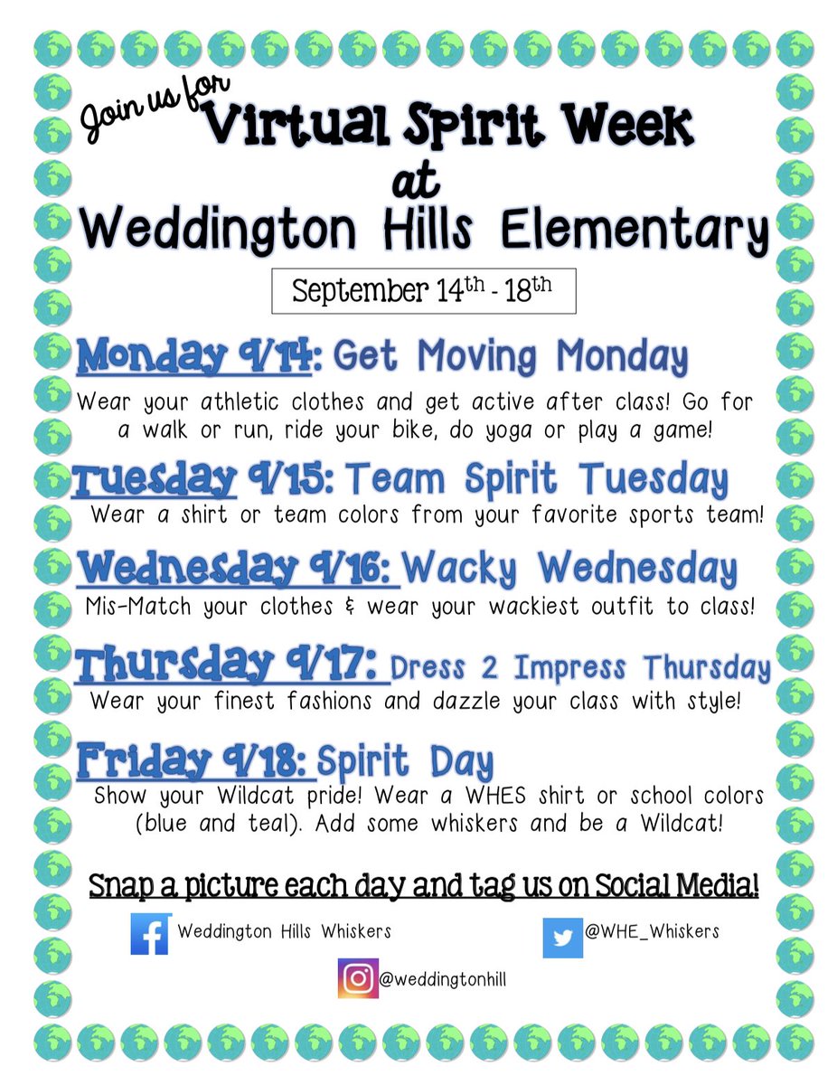 WHE_Whiskers's tweet photo. Stay tuned for our Virtual Spirit Week!! https://t.co/elTHYN68rd