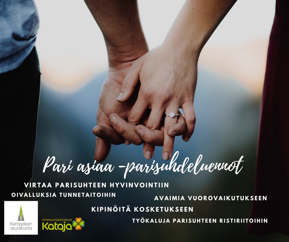 kempeleensrk's tweet photo. 💚 Arki on joskus kuormittavaa.Esim. lapsiperheessä kuormitus voi olla suurtakin.Hyvä #parisuhde antaa tukea jaksamiseen.
💚 Parisuhteisiin keskittyvät ilmaiset #luennot alkavat torstaina 17.9. klo 18 Kokkokankaan salissa.Kesto noin 1h.

#kempele #kempeleenseurakunta #hyvinvointi https://t.co/FRoGe26fgG