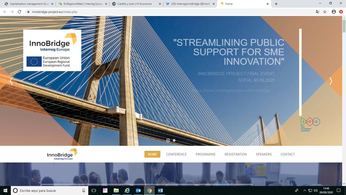 InnoBridgeEU's tweet photo. InnoBridge Final Conference is taking place next September 30th "Streamlining Public Support for SME Innovation" on line. Keep informed! #InnoBridgeEU  @interregeurope.eu/innobridge https://t.co/LvqNIzmtdp