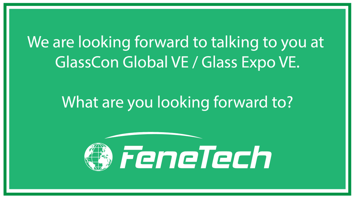 FeneTech's tweet photo. Are you ready? GlassCon Global VE/GlassExpo VE begins today. Be sure to stop by and chat with FeneTech's representatives! #GCGVE #GEVE #FeneVision https://t.co/KSIjZtproY