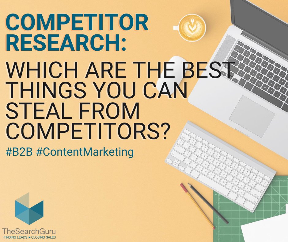 The goal of competitor research is to identify and “reverse engineer” winning digital marketing strategies. 
More than 90% of the #contentmarketers we surveyed said they review competitors’ activity.  thesearchguru.com/blog/b2b-conte…