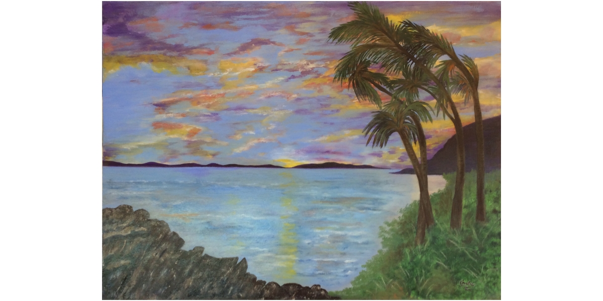 glendobe's tweet photo. I captured this scene on my recent trip to North Queensland. It was so beautiful I had to paint it. The sky was spectacular. Check more of my art on my web page https://t.co/ZXVbEG24Hd.
.
.
.
#glendobe #sunset #Tropical #Beach #palmtrees https://t.co/GGLBCcf9Ow