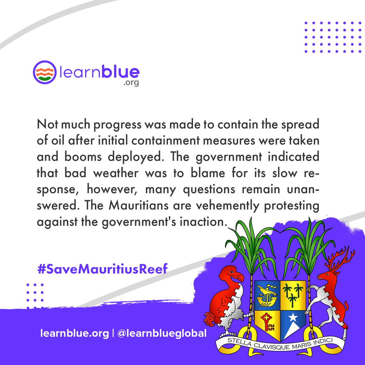 learnblueglobal's tweet photo. We aren't asking YOU to Sign a petition to make you feel good, WE are asking you to do so because our Mauritian friends and colleagues have given us reason to believe their government isn't doing near enough to help solve an avoidable disaster.

#LearnBlue #SaveMauritiusReef https://t.co/Q5XRRsd5Yk