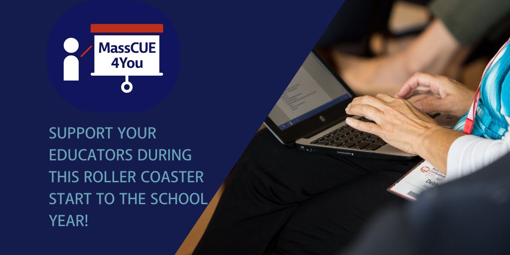 MassCUE's tweet photo. The hybrid model is here! MassCUE created dynamic learning experiences for educators teaching online. Workshops are self paced! Support your educators during this roller coaster start to the school year! #MassCUE #MSAAchat #edtech @rlfreedm https://t.co/pl3zvEE2Vu https://t.co/hp5m9ebckz