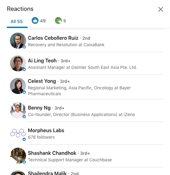Checking the Linkedin page of Morpheus Labs gives additional insights... For those who're doubting about how legit this news is.... We see important people here: PWC, SAP, IBM, Alibaba, Deloitte.. congratulating  $MITx with this partnership....