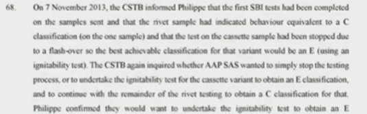 Finally, we got a glimpse of a statement from Arconic witness Claude Wehrle which takes us back to revelations in week one that the Arconic panel was actually testing to the rockbottom 'Class E' fire rating in it's 'cassette form', as used on Grenfell: