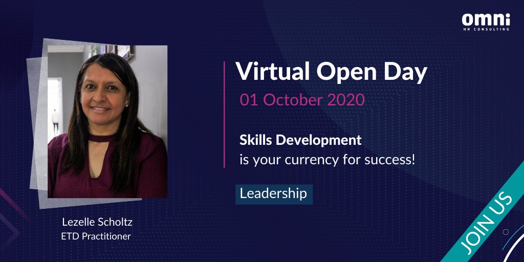 OmniHRC's tweet image. Join Lezelle at our #VirtualOpenDay where she will be sharing insights into our #DevelopmentStack model, intended to not only meet your current #SkillsDevelopment needs but also prepare your teams for the evolving world of work.
Register now: bit.ly/omni-open-day