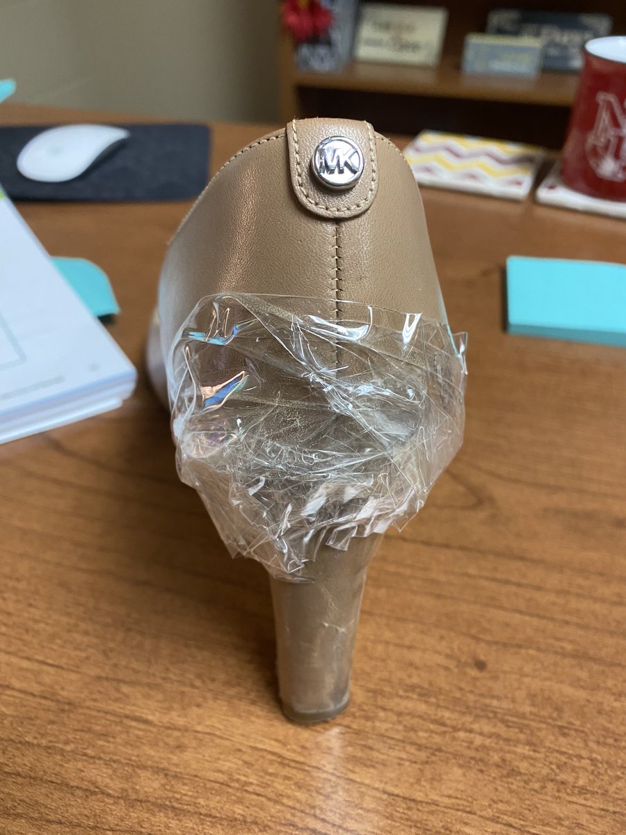 marandavc's tweet photo. When your Tuesday started out like a Monday, you hope your Wednesday is out of this world awesome! If you ever crack a heel, packing tape is your BFF. Your welcome! #mommaneedsnewshoes #WednesdayWisdom #ShoesdayTuesday #shoeproblems #resilience #packingtape #RIPshoes https://t.co/uEIUkENDyY