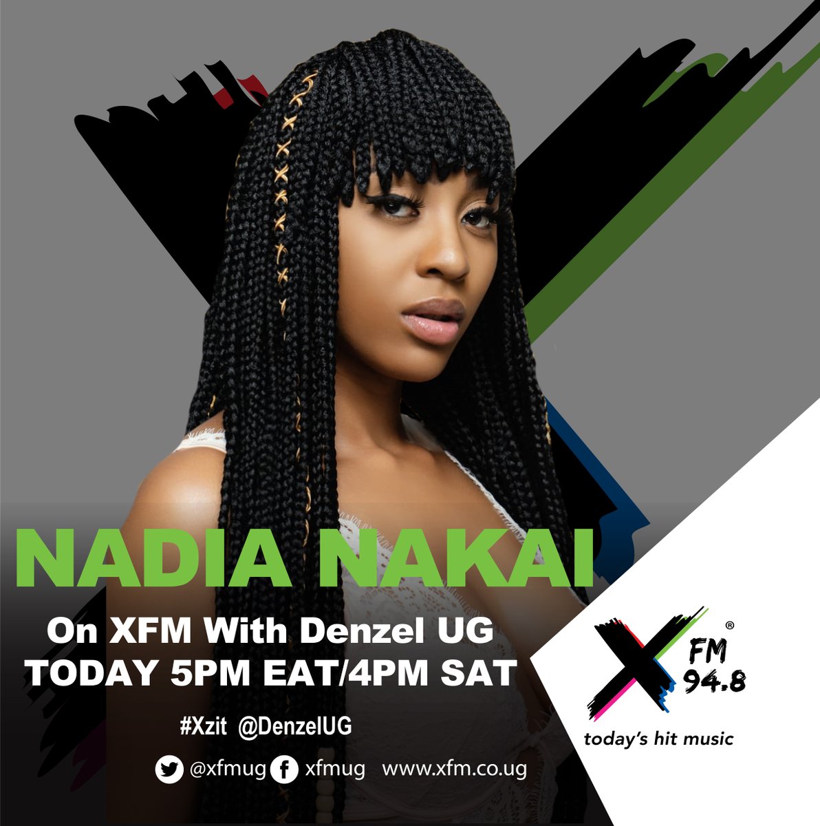 XfmUG's tweet photo. BRAGGA is our #WomanCrushWednesday 🔥
South African 🇿🇦 Award winning rapper @Nadia_nakai
 links up with @DenzelUG in a lil bit to talk about her album #Naked.

Plug in to catch the exclusive interview.
#TodaysHitMusic #LiveWithDenzel https://t.co/KJGGx98CVo