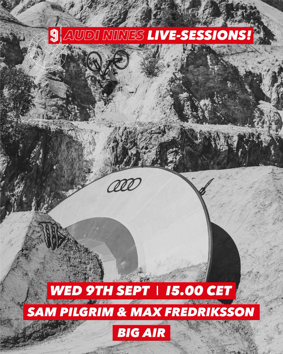 MonsterEnergyHR's tweet photo. The Audi Nines se vraća 😵 

🚨 Priključi se danas UŽIVO u 15:00h i prati Sam Pilgrim &amp; Max Fredriksson Page u ludoj Big Air sesiji.👇
https://t.co/wgtNwIOVPk https://t.co/VPQ8Zu9tsJ
