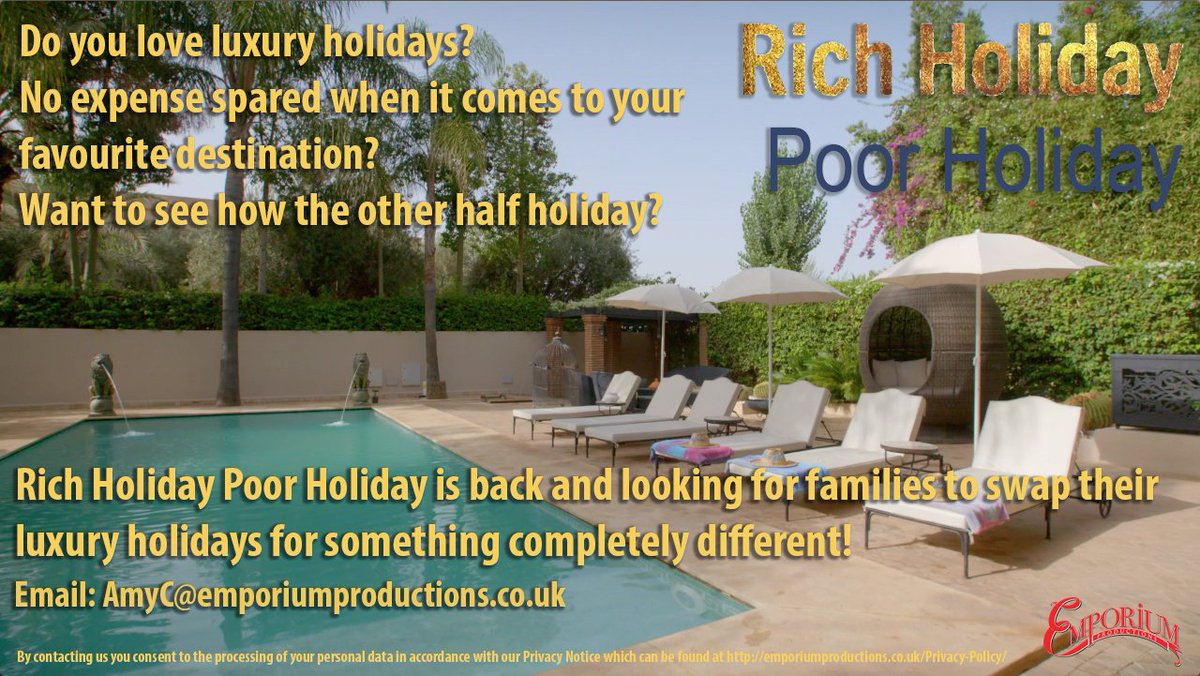 Currently looking for families or groups of friends for 'Rich Holiday Poor Holiday'. Please RT