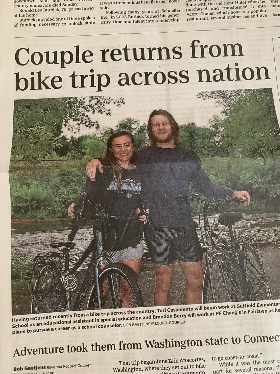 One of Suffield’s finest featured in today’s Record Courier highlighting Tori’s trip across the US. <a href="/RecordPub/">Record-Courier</a> what an amazing accomplishment!