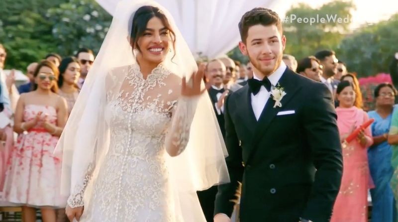 True happiness as they walk down the aisle as Mr and Mrs JONAS.