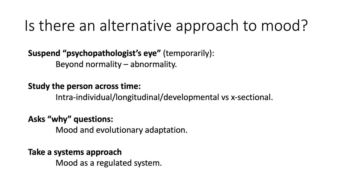 . @argStringaris proposes a different approach to understanding mood disorders that "prioritises intra-individual change over group or individual differences”  #IoMHconf2020