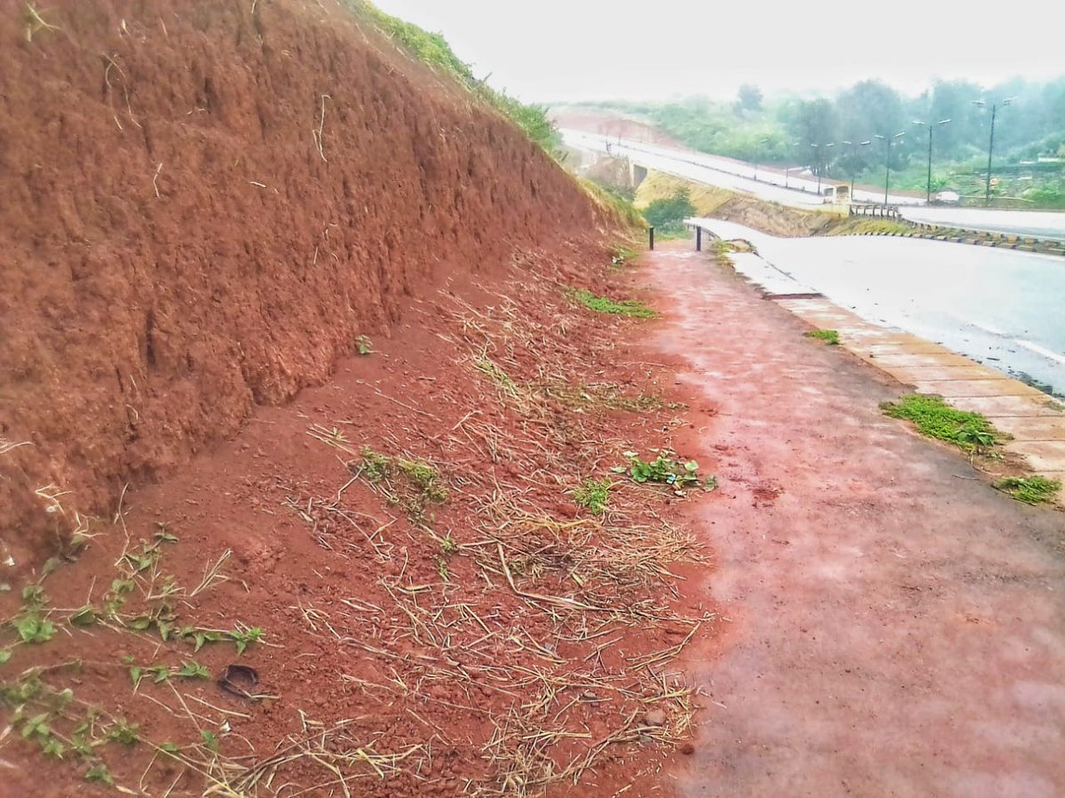 The entire project is riddled with sub-par construction, but as usual the pedestrians and cyclists are an afterthought. Retaining walls never built or half completed leading to erosion over the path. Potholes already appearing. Kenyans deserve better quality for their money