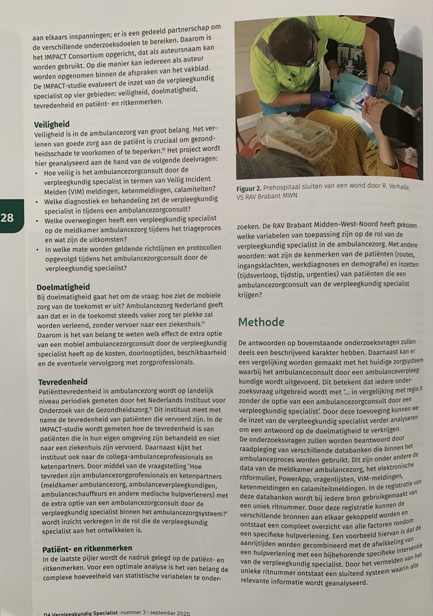 AmbuVsaz's tweet photo. @venvn_ambulance @venvnvs Mooie publicatie #IMPACT @RAVBrabantMWN in Vakblad de Verpleegkundig Specialist @Fontys resultaat door samenwerking! https://t.co/h0jzz1x7jA