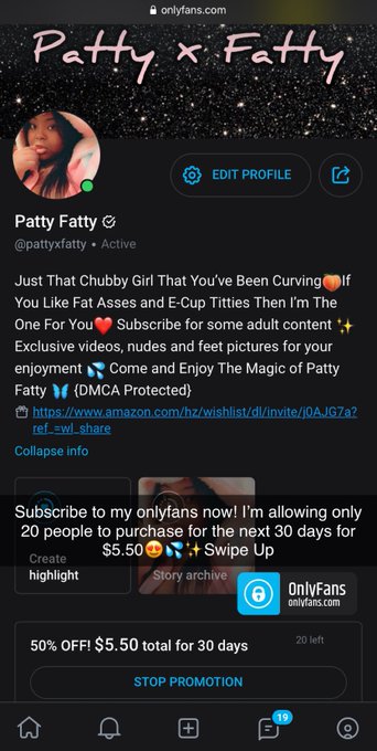 The next person who subs to my onlyfans only has to pay $5.50 and you&rsquo;ll get a free month if you refer<a href="/tag/bongacam"class="tags"><span>#bongacam</span></a><a href="/tag/pattyfatty"class="tags"><span>#pattyfatty</span></a>