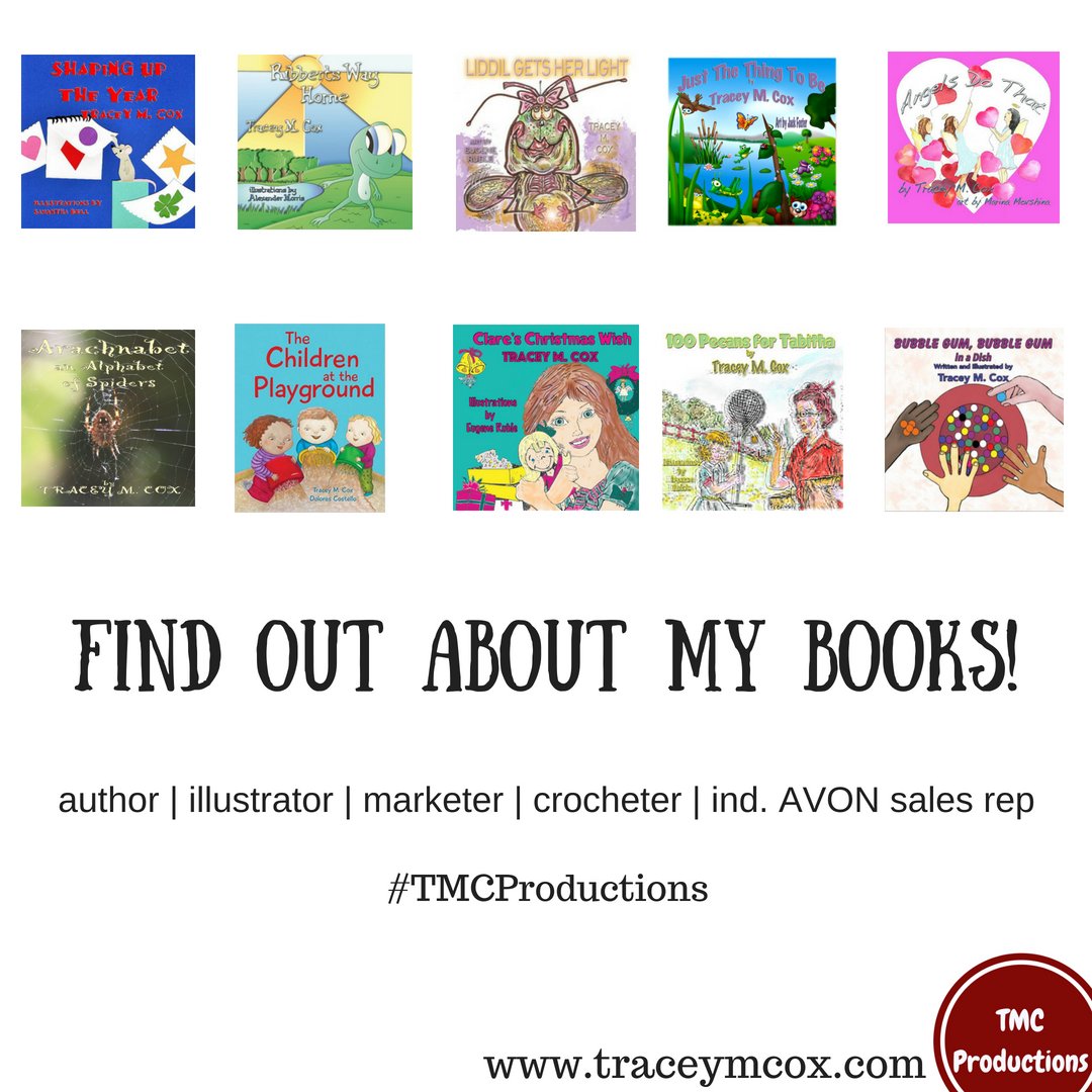 traceymcox's tweet photo. Want to see a complete listing of my picture books? Check out this webpage to see a listing: https://t.co/hmUPDZ7tvM . Then click on the cover art to read about each one. #TMCProductions #picturebooks https://t.co/9LNF5QH7ZG