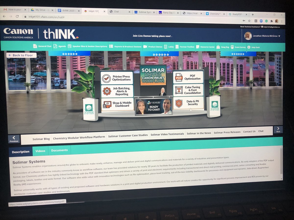 JEMcgrew's tweet image. We are taking in #Inkjet101Day with @Canon_Solutions. #print and #printworkflow come together to really make an inkjet solution take business to new heights. If you are attending, be sure to drop by our virtual booth for a chat!