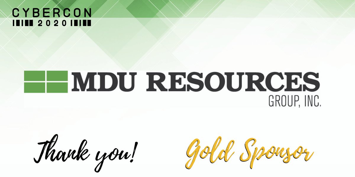 Thank you to <a href="/MDUResources/">MDU Resources Group</a> for sponsoring CyberCon2020! We greatly appreciate your support for the third year. #cyberconbsc20 #virtualcyberconf