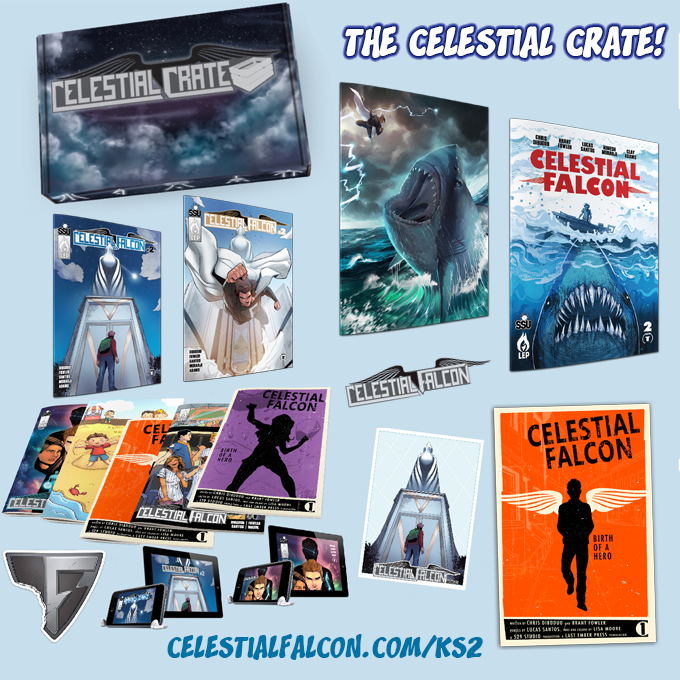 brantfowler's tweet photo. The Celestial Crate is back! Get everything offered in the #Kickstarter including the Foil Battle Variant! https://t.co/hSVHnWhIAd #supportindiecomics #celestialfalcon #SuperHeroes #herowithin https://t.co/Sfp7lOZD3s