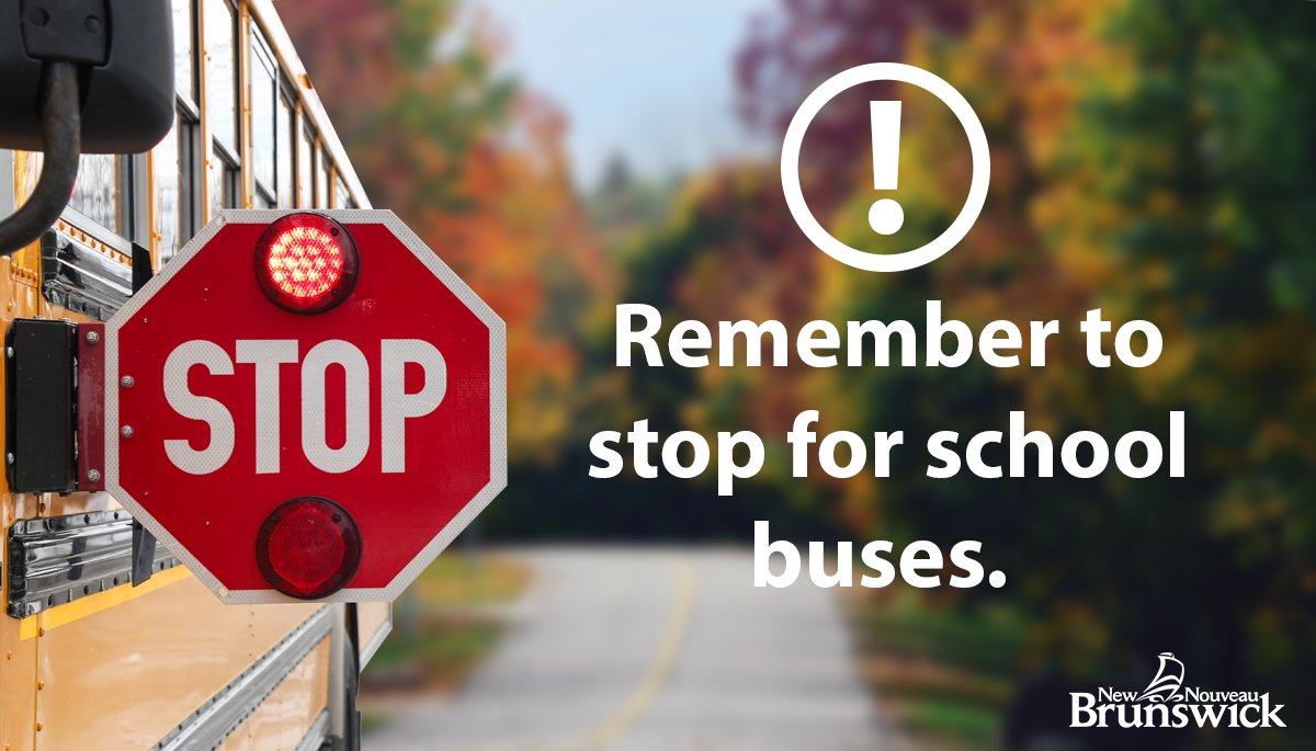 Gov_NB's tweet photo. Failing to stop for a school bus can result in a fine of more than $2000 and criminal charges for dangerous driving. Remember, it’s always the right time to be safe - so stop on red. https://t.co/BfCFxjiltX