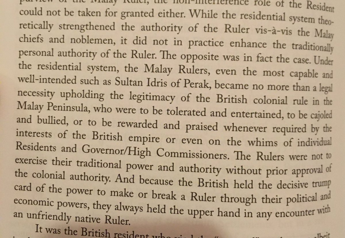 British’s rule strengthened the sultan’s position relative his noblemen, but weakened the whole kerajaan leadership