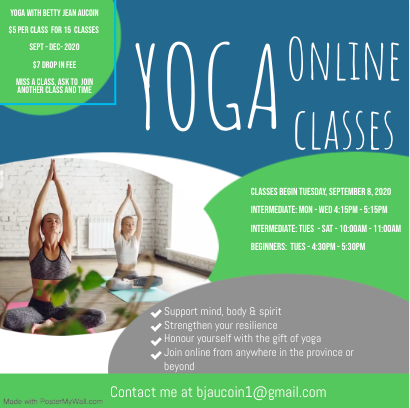 bjaucoin's tweet photo. Wonderful to kick off online #yoga and #mindfulness yesterday with an Intermediate and Beginner classes.  Join us in support of your self-care. #wellness #ZoomWhereItHappens @momstravels @janeberrigan @aucoin_raymond https://t.co/otr8CP9GjK