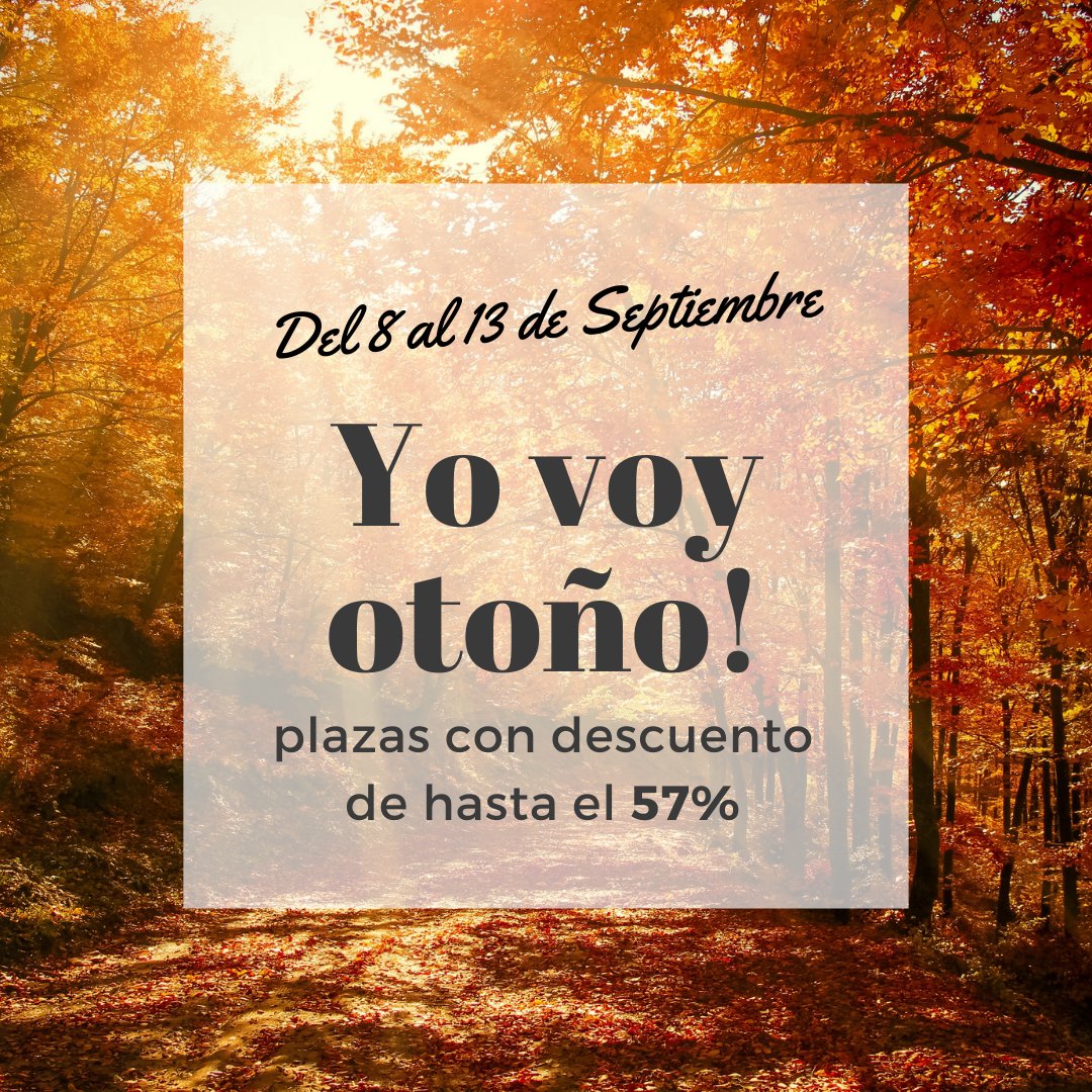Descuento de hasta el 57% YoVoyOtoño🍁

 Aprovecha esta oferta YoVoy para viajar, con descuentos de hasta el 57%.🤩

Oferta disponible solamente del 8 al 13 de septiembre, hasta agotar existencias.

¡No te pierdas esta ocasión! Y reserva ya tu billete:👇
trenes.com