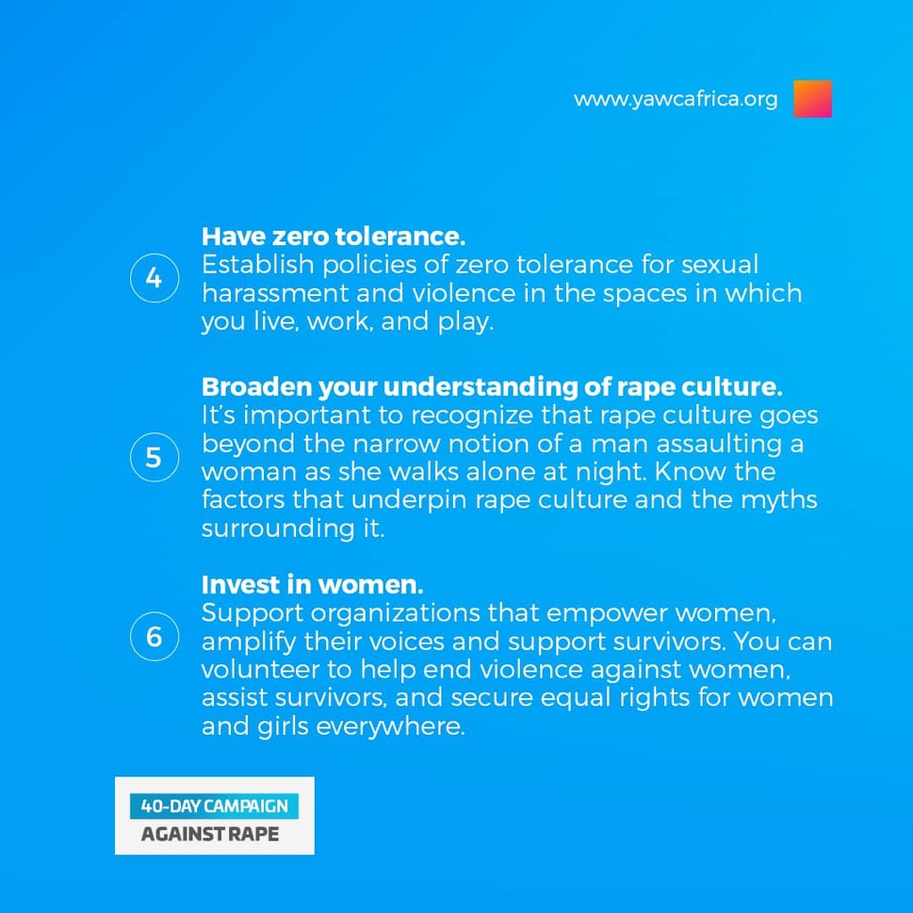 missthandiwe59's tweet photo. Join us @YAWCAfrica on this 40 day campaign against sexual violence. #StopRape!
#40DaysCampaignAgainstRape
#YAWCNetwork
#STARGhanaFoundation
#IGREDGhana
#BambuCenter
#EconomicFightersLeague
#ExLAGroupGenderProgramme
#ExLAGroupAgriculturalProgramme https://t.co/jfPdSy24Rj
