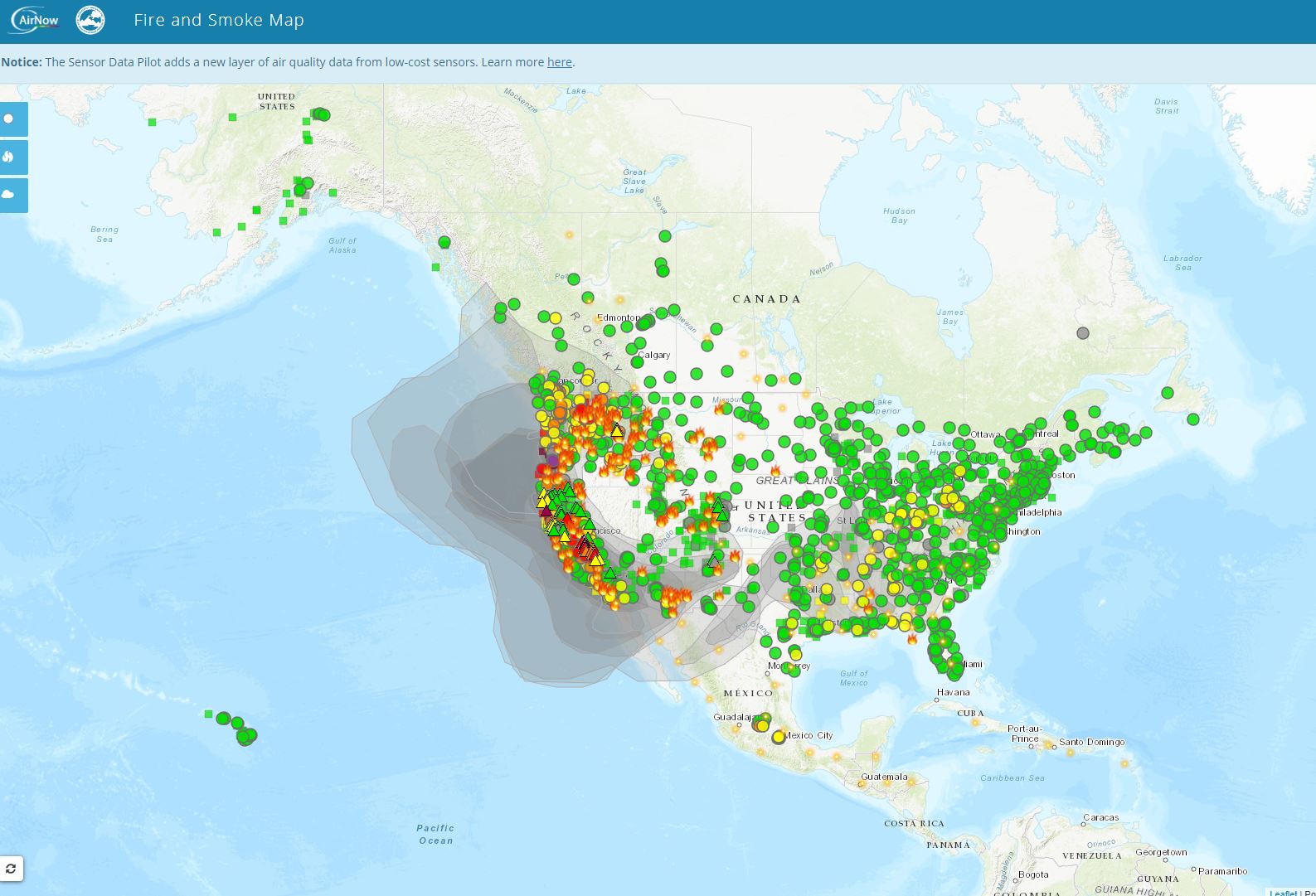 US EPA Research on Twitter: &quot;The Fire and Smoke Map from @AirNow shows you  current air quality, smoke plumes, and fire locations all on one map. A new  pilot project with @forestservice