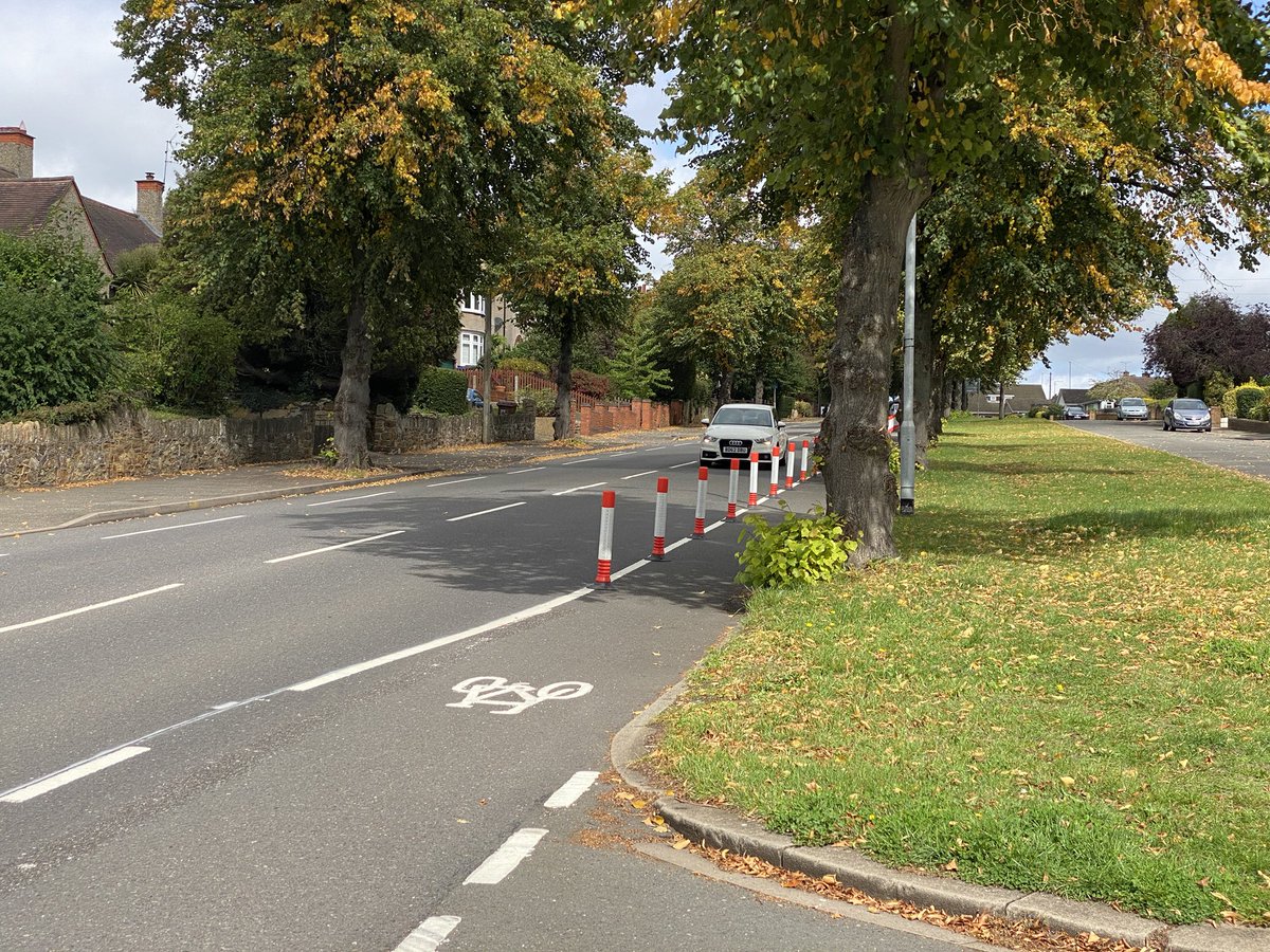 Now, we’ve got to talk about the trees, which are problematic twice over. They sterilise the overall space, and act as a barrier to visibility. This is the view a motorist turning right out of Watersmeet onto Rushmere Road, gets. ‘The cyclist appeared from nowhere’, they’ll say.
