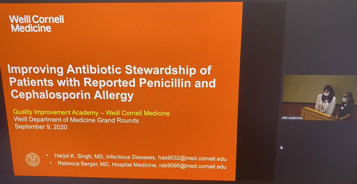 Weill Cornell Infectious Diseases Division (@wcm_id) on Twitter photo Congratulations to <a href="/HarjotNYC/">harjot</a> & <a href="/RebeccaEBerger/">Rebecca Berger 🇮🇱</a> on fantastic #WCMDeptofMed grand rounds on safely improving antibiotic stewardship for patients with reported penicillin allergies through history and test doses. Great teamwork between <a href="/WCM_ID/">Weill Cornell Infectious Diseases Division</a> and <a href="/WCMGIM/">General Internal Medicine</a> <a href="/WeillCornell/">Weill Cornell Medicine</a> <a href="/nyphospital/">NewYork-Presbyterian</a> Congratulations to <a href="/HarjotNYC/">harjot</a> & <a href="/RebeccaEBerger/">Rebecca Berger 🇮🇱</a> on fantastic #WCMDeptofMed grand rounds on safely improving antibiotic stewardship for patients with reported penicillin allergies through history and test doses. Great teamwork between <a href="/WCM_ID/">Weill Cornell Infectious Diseases Division</a> and <a href="/WCMGIM/">General Internal Medicine</a> <a href="/WeillCornell/">Weill Cornell Medicine</a> <a href="/nyphospital/">NewYork-Presbyterian</a>