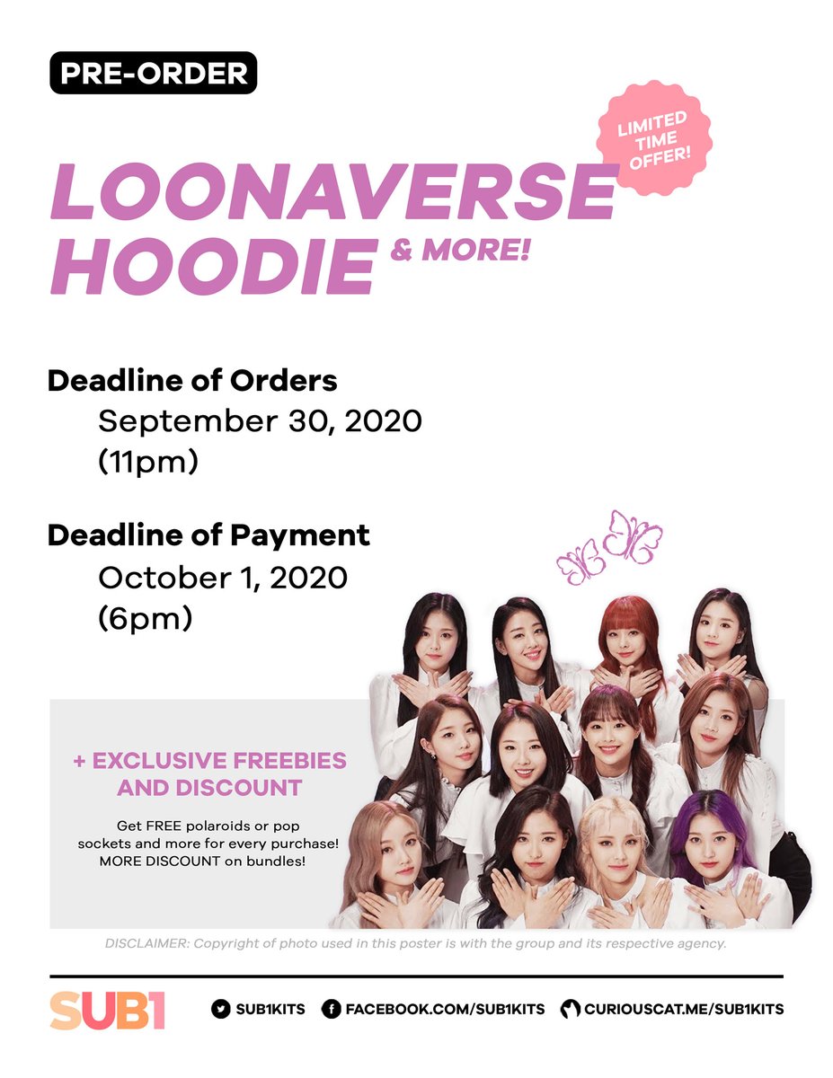 SUBONEKITS's tweet photo. [#SUB1_PreOrder]

LOONAVERSE Hoodie and the B#RN Shirt are now available for PRE-ORDER! 🔥

Save more when you purchase the bundle ✨
*See photos for details

DOO: Sept. 30 (11pm)
DOP: Oct. 1 (6pm)

Order yours here: https://t.co/vv9oycN6YN

#SUB1KITS #LOONA #LOONAPH  #이달의소녀 https://t.co/dQbTXquaEm