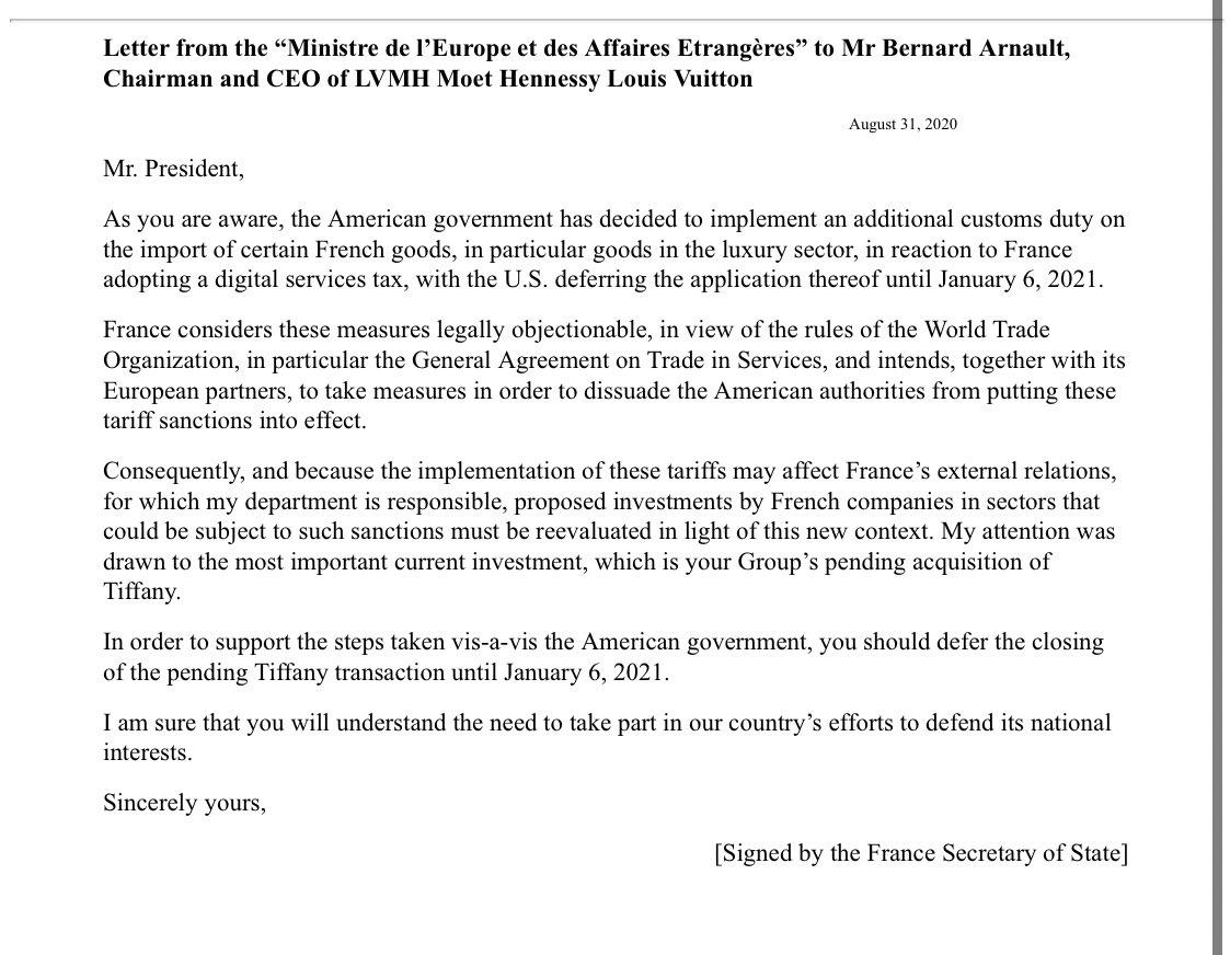 But TIF has helpfully filed the English translation of the letter provided by LVMH, and it can be found here: https://www.sec.gov/Archives/edgar/data/98246/000119312520241494/d77283dex992.htm