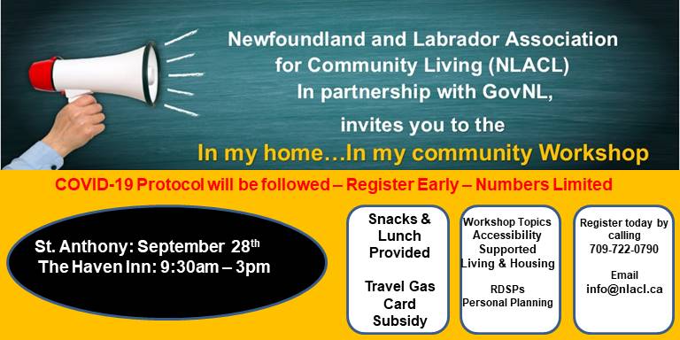 InclusionCanNL's tweet image. Pleased to announce in conjunction with the @CSSD_GovNL and @NLACL that our "In Our Home - In Our Community workshop is coming to @TownofStAnthony . COVID 19 Protocols will be followed. Register by calling 709-722-0790 or eventbrite.ca/e/120181681645 
@LGHealthNL @NLCODNL