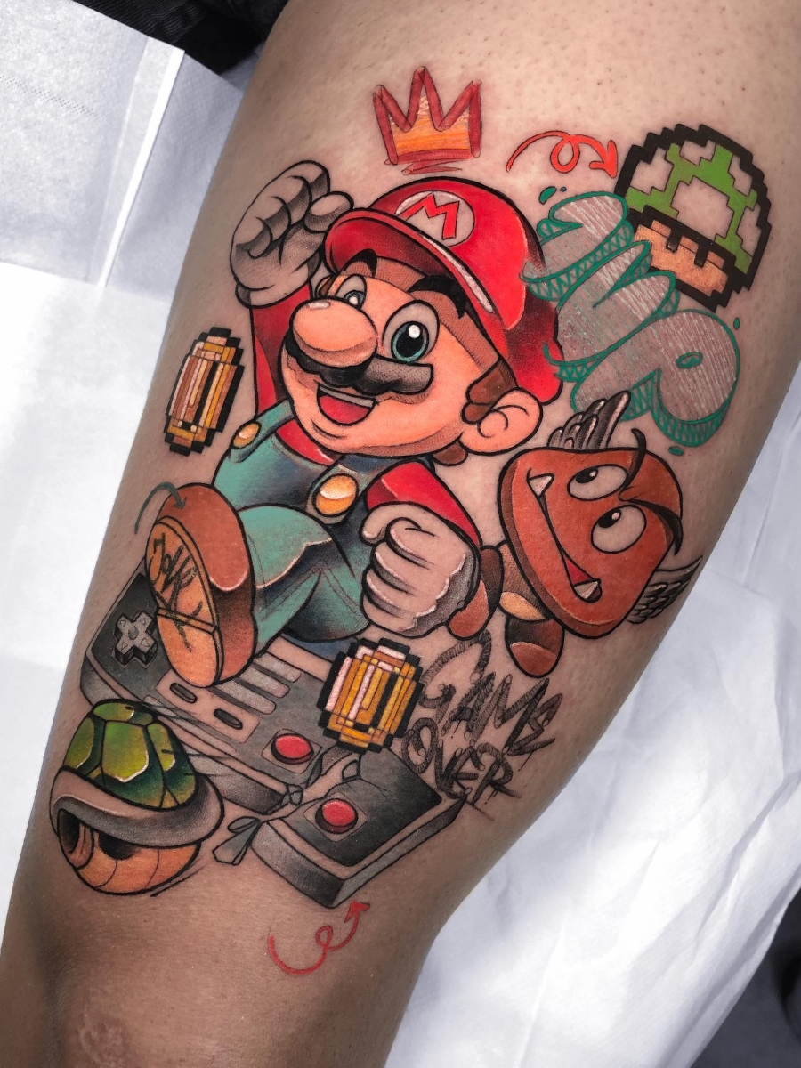 Aliens Tattoo Delhi on Instagram From fans of the original Super Mario  Bros video games to those who continue to play the newest games in the  franchise a Mario tattoo can