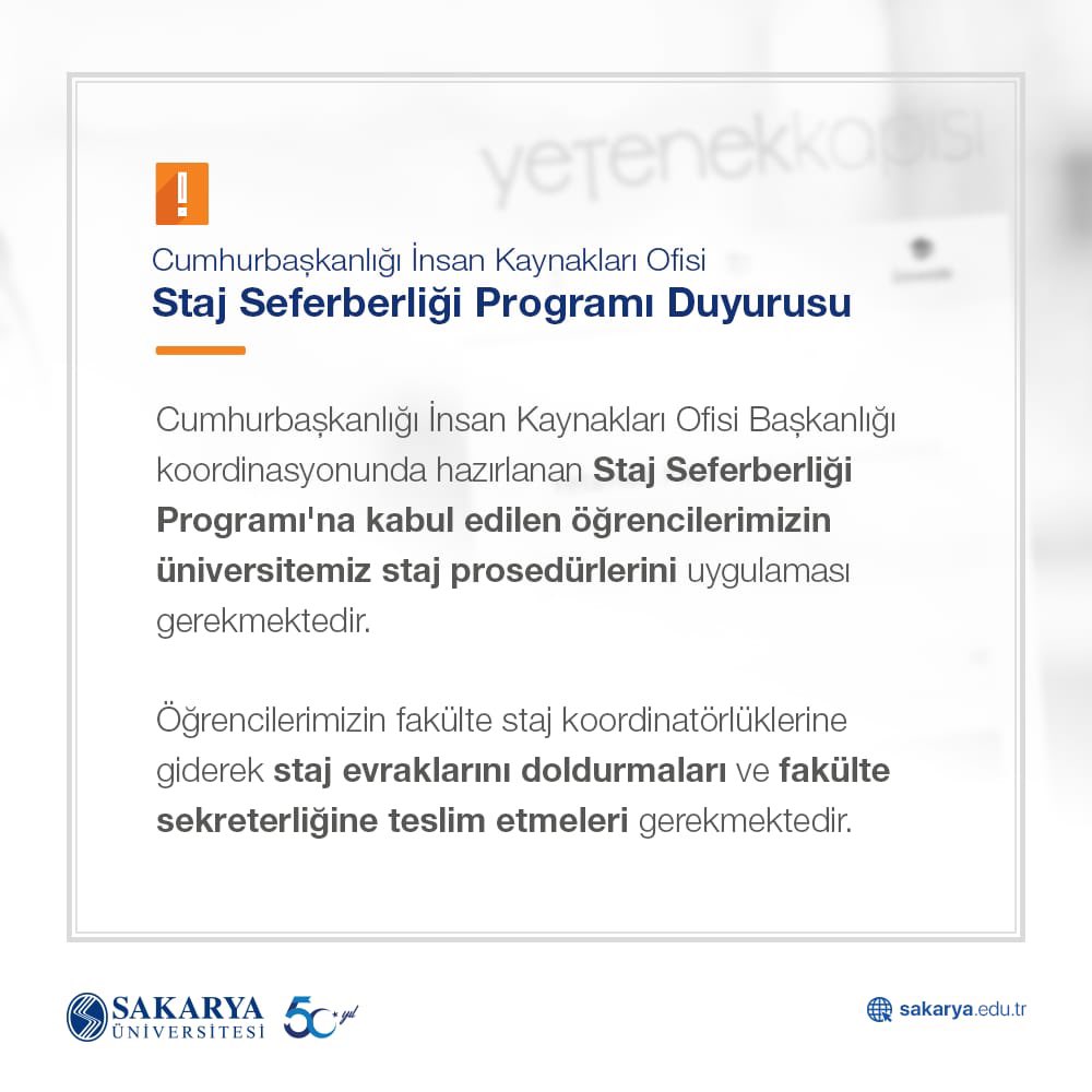 sakaryauni's tweet photo. Staj Seferberliği Programı Duyurusu https://t.co/NpILZjy7TG