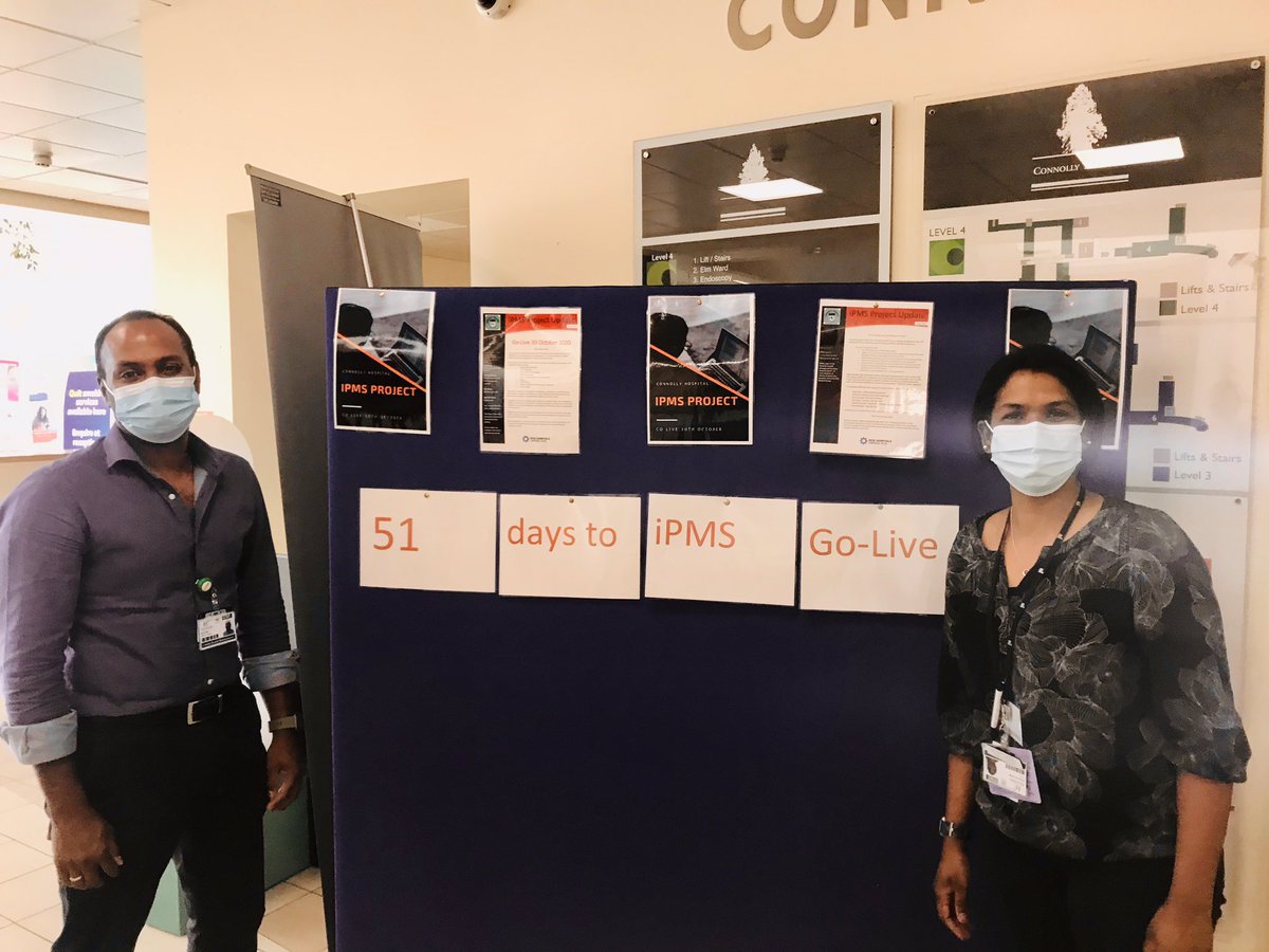 51 days to IPMs Go-Live at Connolly Hospital.
This IPMs team have worked hard through the past challenging months and we are still on track for our go-live date. Great team work from the Connolly Team, the National HSE team and Kay Mc Andrews. <a href="/HSELive/">HSE Ireland</a> @keodun  @GroupRcsi