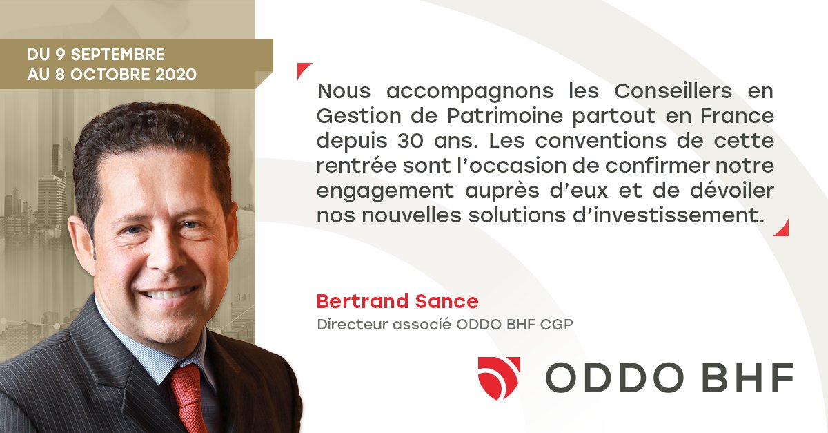 Aujourd’hui s’ouvrent les conventions des Conseillers en Gestion de Patrimoine de ODDO BHF en France. 700 inscrits déjà, dans 13 villes. 
Découvrez le programme ▶️ow.ly/Qevy50BlG9i

#ODDO_BHF #Conventions #CGP