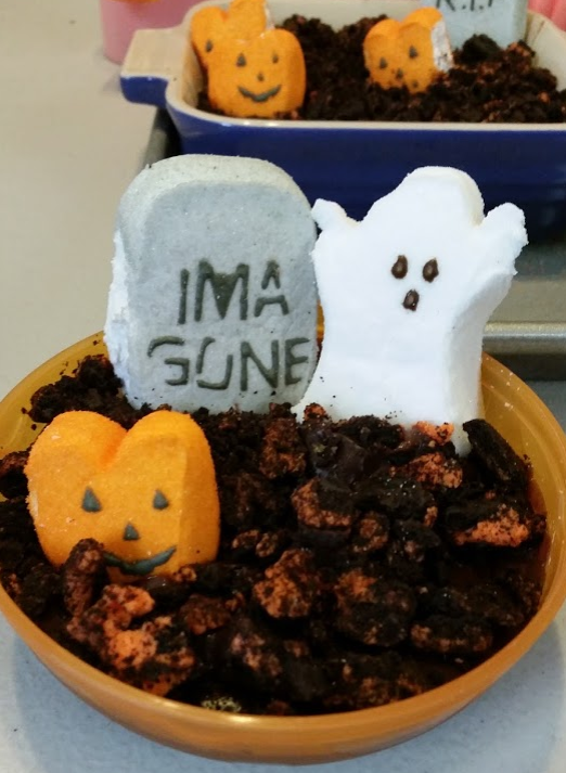 9. A Halloween Peep dirt cake dessert I made a few years ago.