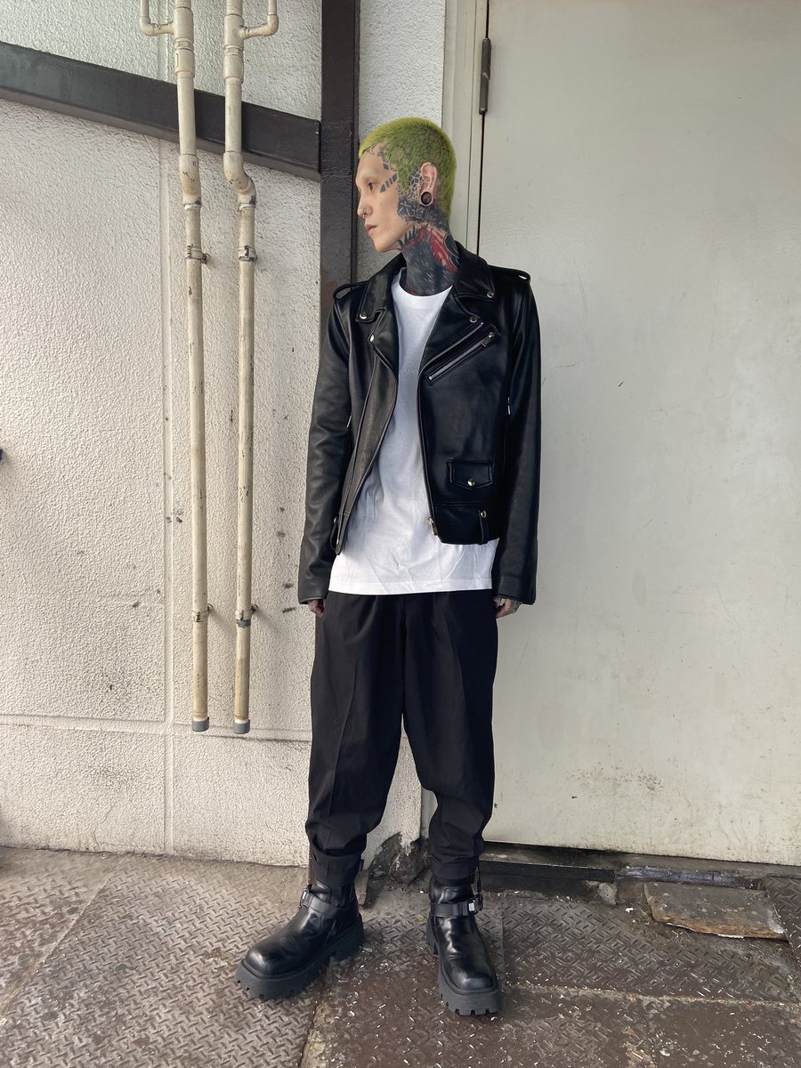 LAMB SKIN BIKER JACKET yusuke 身長174cm photo①②size2着用