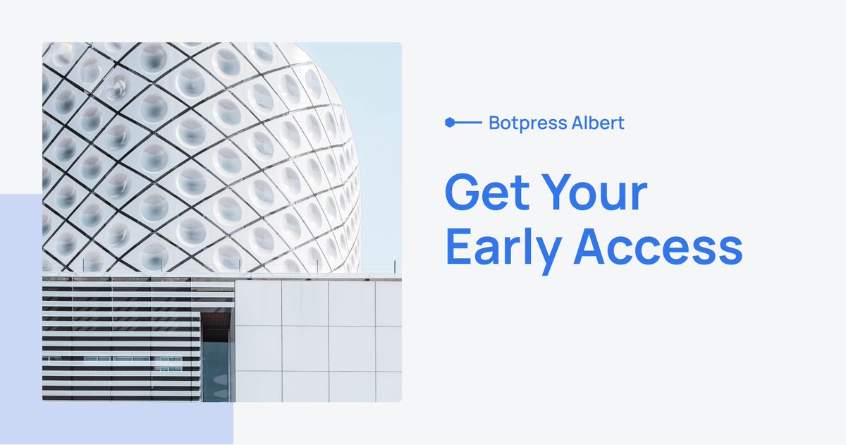 getbotpress's tweet photo. Private Beta – This new version will open up new possibilities and reinforce conversational interfaces as the go-to solution to deliver micro-services.

Familiarize yourself with Botpress Albert while helping us to improve. Get your early access here 👉https://t.co/vakTTWZgpX https://t.co/6252akq7Tk