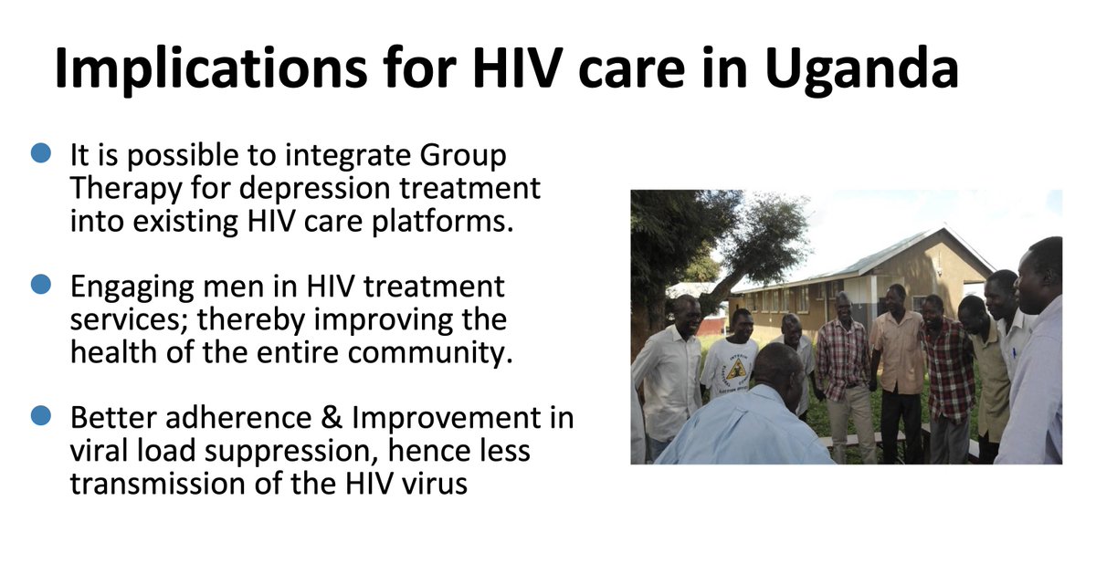 Group support psychotherapy improves depression outcomes AND also HIV outcomes, says  @ethelmpungu presenting the latest results of her Ugandan research at  #IoMHconf2020