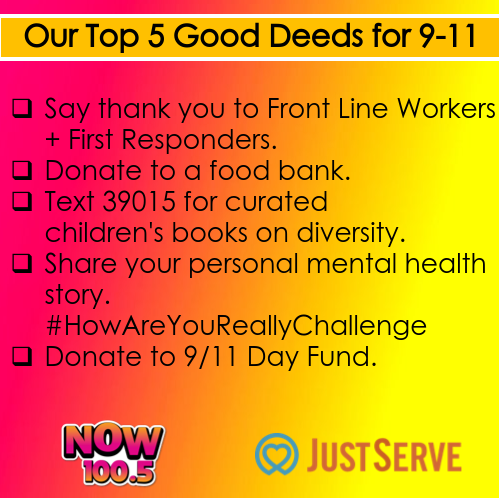 Now1005FM's tweet photo. Please join Us for the Nationwide Day of Virtual #Volunteering for 9/11. Let’s turn a day of tragedy into a day of doing good. Visit 9/11 https://t.co/8X9Zfp3Arf or https://t.co/GAHsS5JhWV to register! https://t.co/6KVtZXGl3O