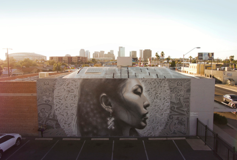 BrightsideAZ's tweet photo. "Nuestra Gente" mural over downtown Phoenix, created by an extremely talented group of artists:
IG: @mac_arte , @mandorascon , @atodamuerte
#LocalArt #MuralsofPhoenix #PhoenixMurals #PhoenixArt #BrightsideStudiosPHX https://t.co/M8wn8lmLoI